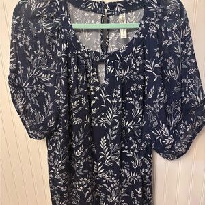 Floral Navy Blue Women's Top